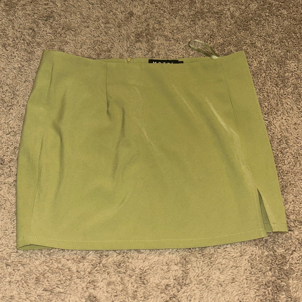 Motel Rocks Olive Green Skirt with Split Hem | Size Medium
